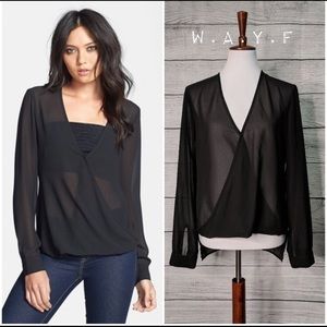 RePosh WAYF Chiffon Wrap Blouse in Black